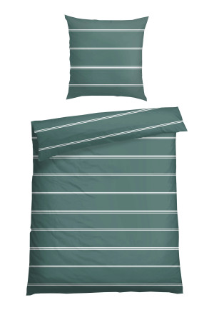 Bed linen 2-piece Renforcé petroleum striped - SCHIESSER Home