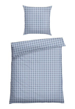 Bed linen set two-piece Renforcé light blue chequered - SCHIESSER Home