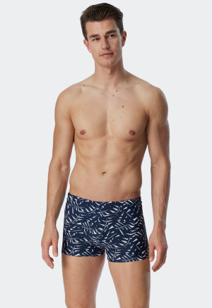 Swimwear retro knitwear zip pocket dark blue patterned - Wave Nature