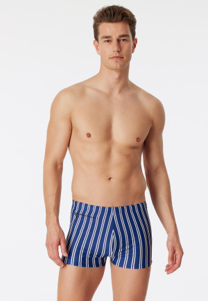 Badehose mit Bein Wirkware Retro gestreift off-white - Classic Swim