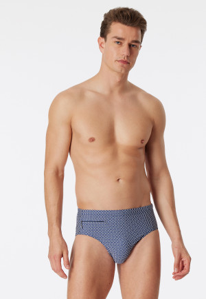 Badehose Slip Wirkware gemustert navy - Classic Swim