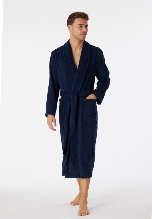 Bademantel "Terry" Frottee 125cm dunkelblau - Essentials