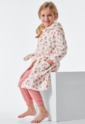 Bademantel Frottee Leopard Kapuze off-white - Cat Zoe
