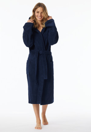 Bathrobe with hood, 120 cm navy - Essentials