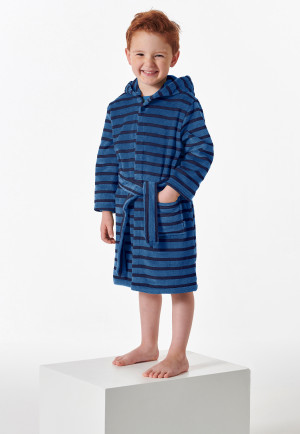 Bademantel Velour Streifen blau - Boys World