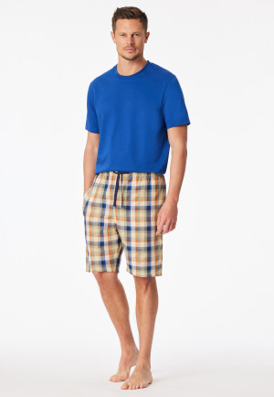 Bermuda shorts short woven fabric beige chequered - Mix+Relax