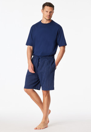 Bermuda woven fabric seersucker striped navy - Mix+Relax