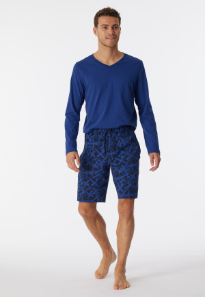 Bermuda shorts organic cotton midnight blue patterned - Mix & Relax