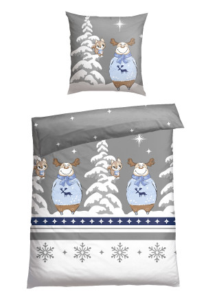 Parure de lit 2 pièces motif élan multicolore - flanelle castor