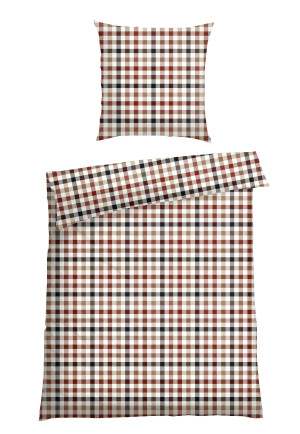 Parure de lit 2 pièces flanelle castor à carreaux bleus - SCHIESSER Home