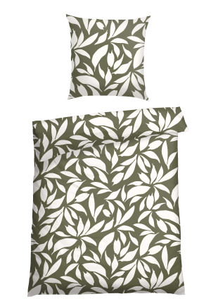 Parure de lit 2 pièces flanelle castor vert - SCHIESSER Home