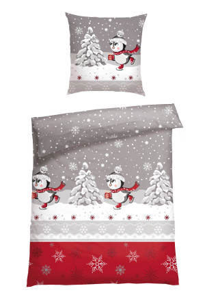 Bed linen 2-piece gray - soft flannel