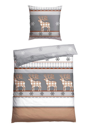 Parure de lit 2 pièces renne beige - flanelle castor
