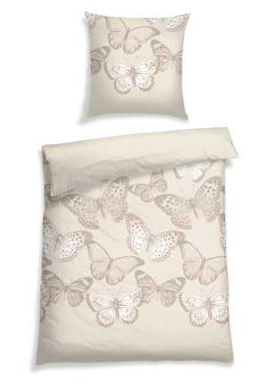 Parure de lit renforcé papillons crème - SCHIESSER Home