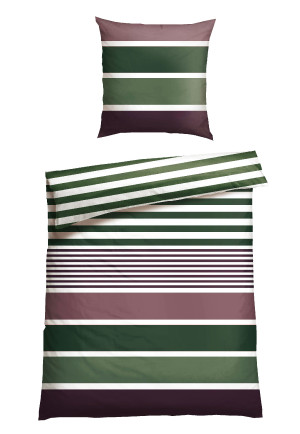 Parure de lit deux pièces Renforcé vert rayé - SCHIESSER Home