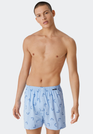 Boxershorts 2er-Pack Jersey uni gemustert Delfine blau - Fun Prints