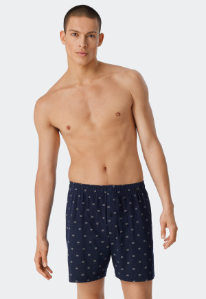 Boxershorts 2er-Pack Jersey uni gemustert Wellen blau - Fun Prints