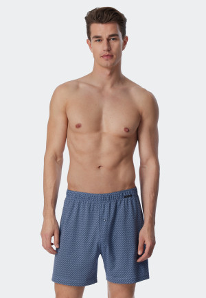 Boxer shorts fine interlock patterned air/dark blue - Fine Interlock