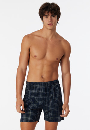 Boxer in fine interlock con fantasia, blu notte/bianco - Fine Interlock