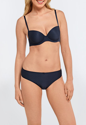 Underwired bra with cup midnight blue polka dots - Pure Jacquard