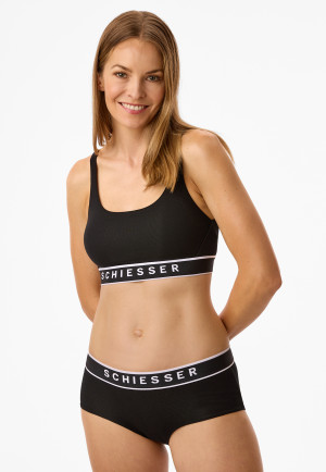 Brassière côtelé brossé coton bio noir - Pure Rib