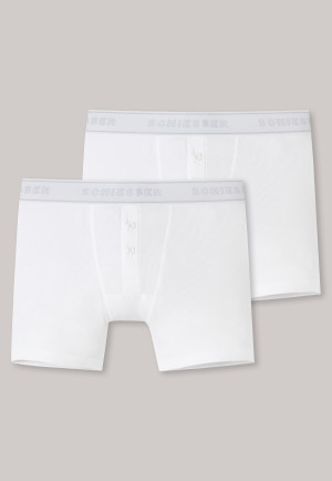 2-pack white, double rib cycling shorts - Long Life Cotton