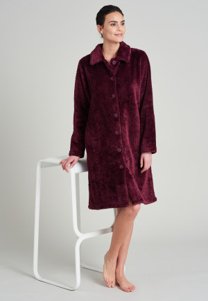 Fleece coat button placket collar burgundy - selected! premium inspiration