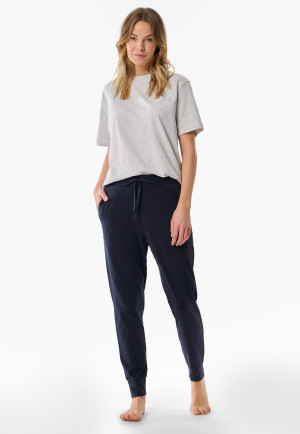 Hose lang Bündchen dunkelblau - Mix+Relax