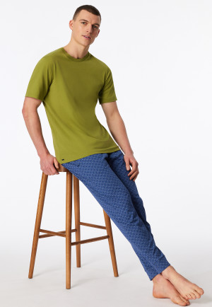 Pants long jersey cuffs blue-grey patterned - Mix+Relax