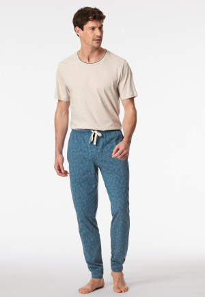 Pantalon long jersey poignet bleu jeans imprimé - Mix+Relax
