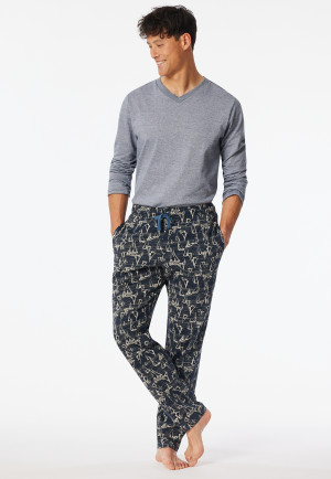 Pantalon long imprimé maritime bleu marine - Mix+Relax