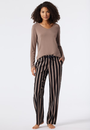 Pants long woven viscose stripes black - Mix & Relax