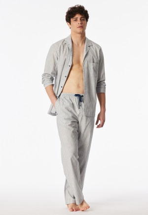 Hose lang Webware Leinen Streifen admiral - Mix+Relax