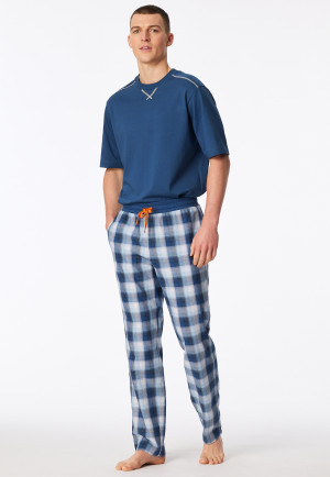 Hose lang Webware pacific blue kariert - Mix+Relax