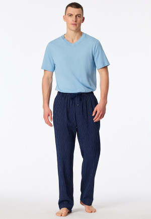 Pants long woven fabric seersucker navy striped - Mix+Relax