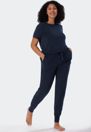 Jerseyhose Bündchen nachtblau bedruckt - Mix+Relax