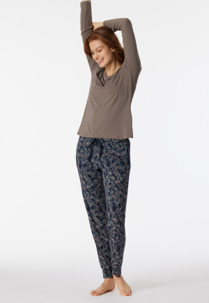Lounge pants long modal cuffs patterned multicolored - Mix & Relax