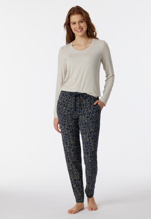 Lounge pants long modal cuffs midnight blue - Mix+Relax