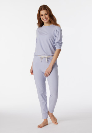 Lounge pants long organic cotton cuffs lilac - Mix+Relax
