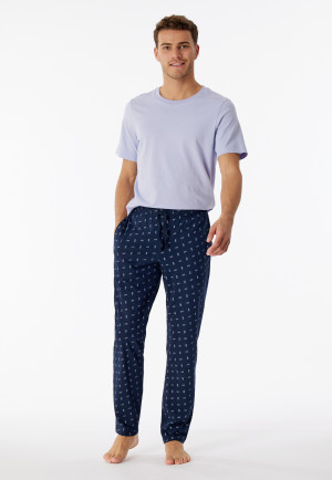 Lounge pants long organic cotton lilac patterned - Mix & Relax