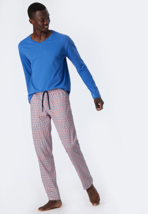 Loungehose lang Organic Cotton kariert rot - Mix+Relax
