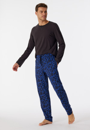 Long midnight blue patterned lounge pants in organic cotton – Mix & Relax