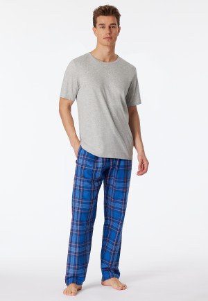 Loungehose lang Webware Organic Cotton Kariert indigo - Mix+Relax