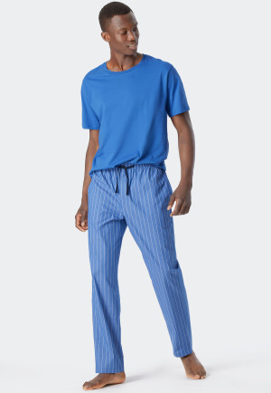 Loungehose lang Webware Organic Cotton Streifen aqua - Mix+Relax