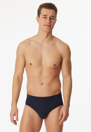 Slip mini coton bio passepoils bleu chiné - Comfort Fit