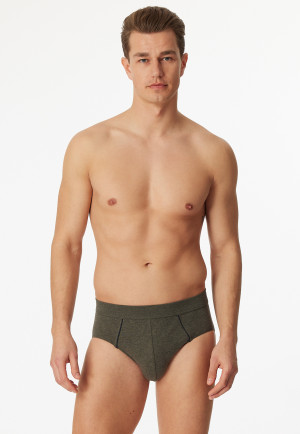 Slip mini coton bio passepoils vert chiné - Comfort Fit