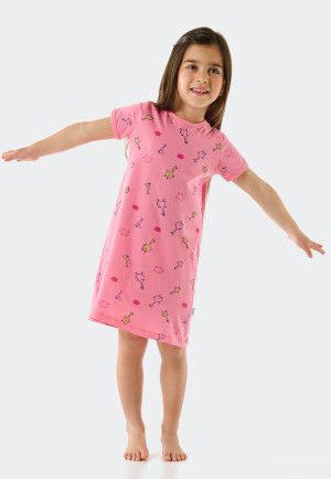 Sleep shirt short-sleeved organic cotton geese pigs pink - Girls World