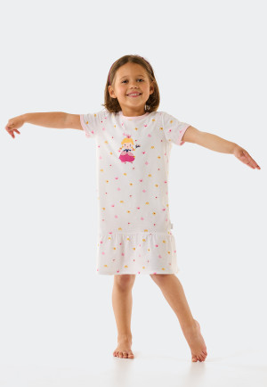 Nachthemd kurzarm Organic Cotton Volant Kronen Prinzessin weiß - Girls World