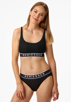 Slip rio double côtelé coton bio noir - Pure Rib