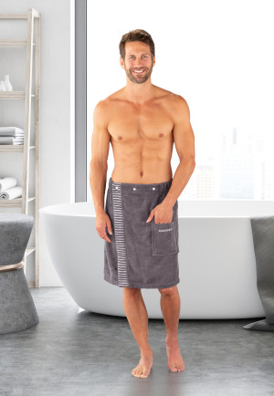 Sauna towel snaps 55x150 plus size anthracite - SCHIESSER Home